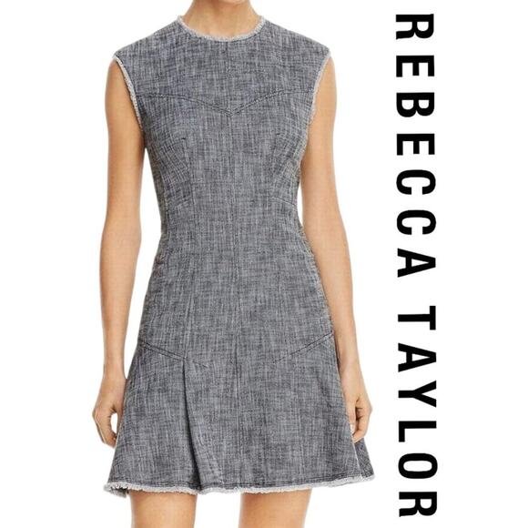Rebecca Taylor Dresses & Skirts - Rebecca Taylor Women's Sleeveless Slub Twill Dress Black and White Size 8